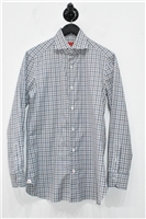 White Check Isaia Button Shirt, size M