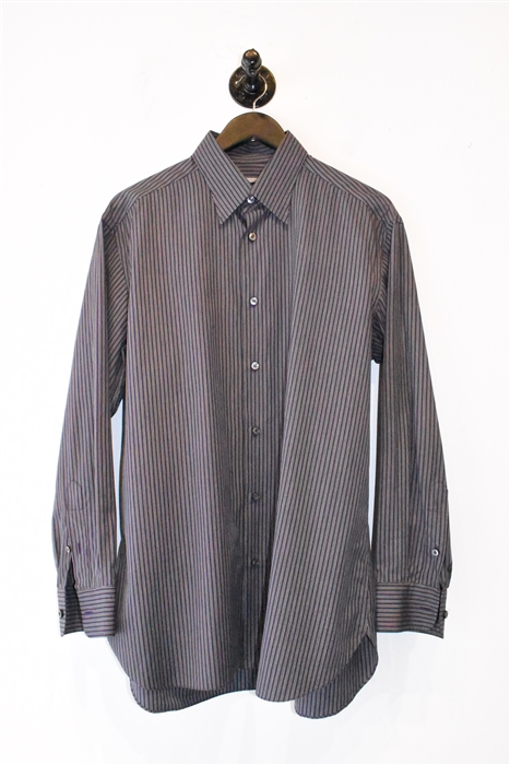 Purple Stripe Brioni Button Shirt, size L