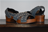 Denim Blue Saint Laurent Sandal, size 6