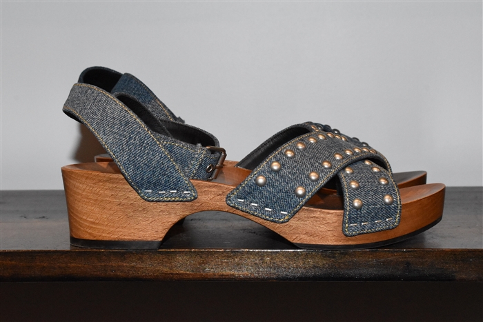 Denim Blue Saint Laurent Sandal, size 6