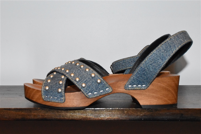 Denim Blue Saint Laurent Sandal, size 6