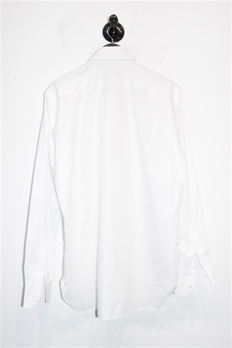 Crisp White Luigi Borrelli Button Shirt, size M
