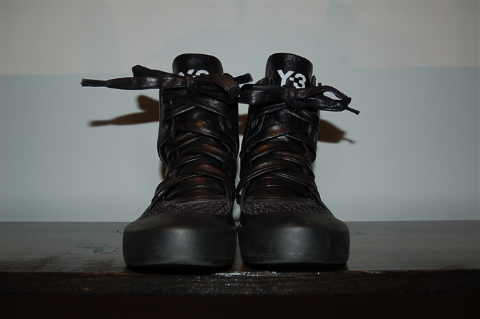Black Leather Y-3 - Yohji Yamamoto High-Top Sneaker, size 8.5