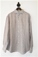 Brown Stripe Brunello Cucinelli Button Shirt, size XL