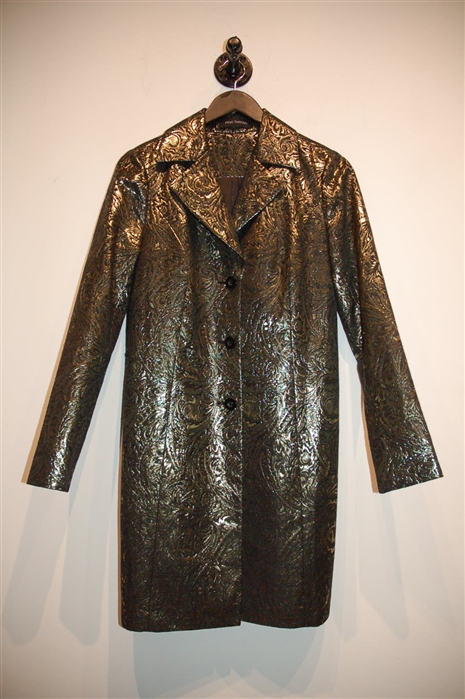 Black & Gold Pink Tartan Dress Coat, size M