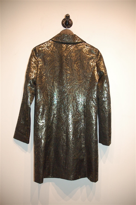 Black & Gold Pink Tartan Dress Coat, size M