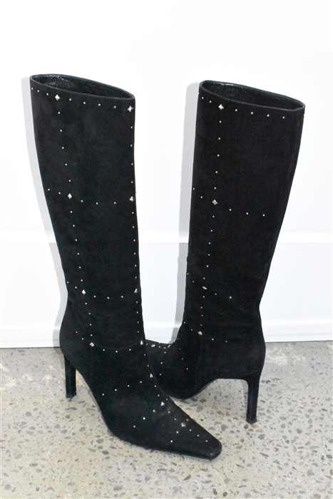 Black Suede Casadei Tall Boots, size 8.5