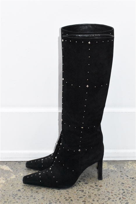 Black Suede Casadei Tall Boots, size 8.5