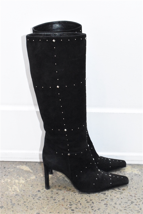 Black Suede Casadei Tall Boots, size 8.5