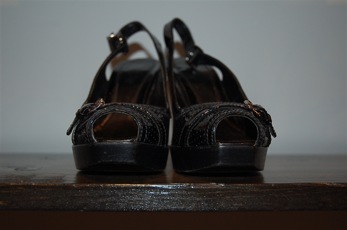 Black Patent Fendi Peep-Toe, size 9.5