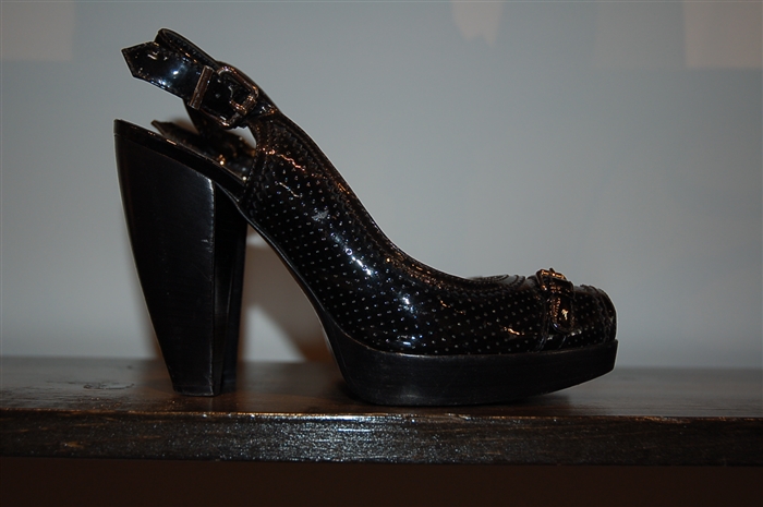 Black Patent Fendi Peep-Toe, size 9.5