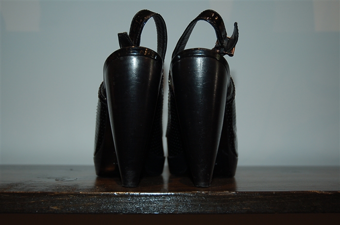 Black Patent Fendi Peep-Toe, size 9.5