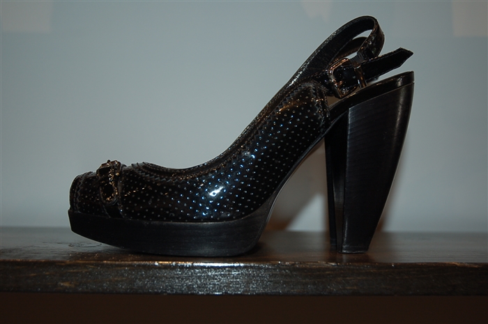 Black Patent Fendi Peep-Toe, size 9.5