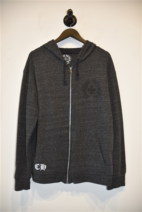 Dark Ash Chrome Hearts Zippered Hoodie, size XL