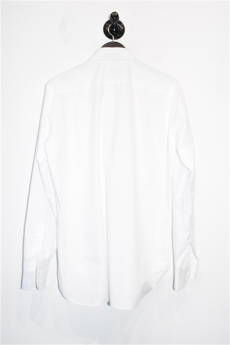 Crisp White Luigi Borrelli Button Shirt, size M