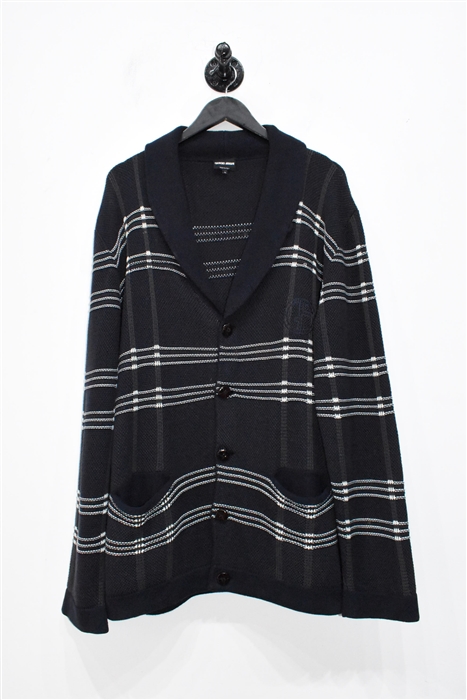 Navy Check Giorgio Armani Cardigan, size 3XL