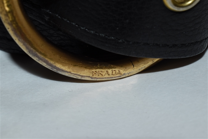Black Leather Prada Belt, size L