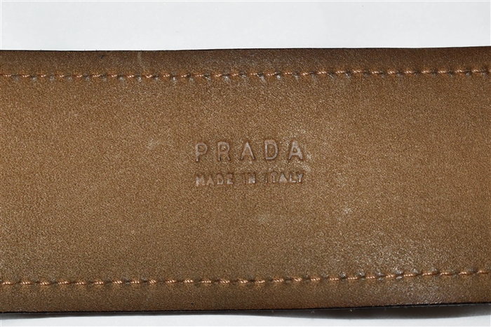 Black Leather Prada Belt, size L