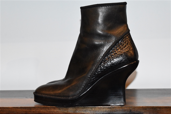 Black Leather Haider Ackermann Ankle Boots, size 9