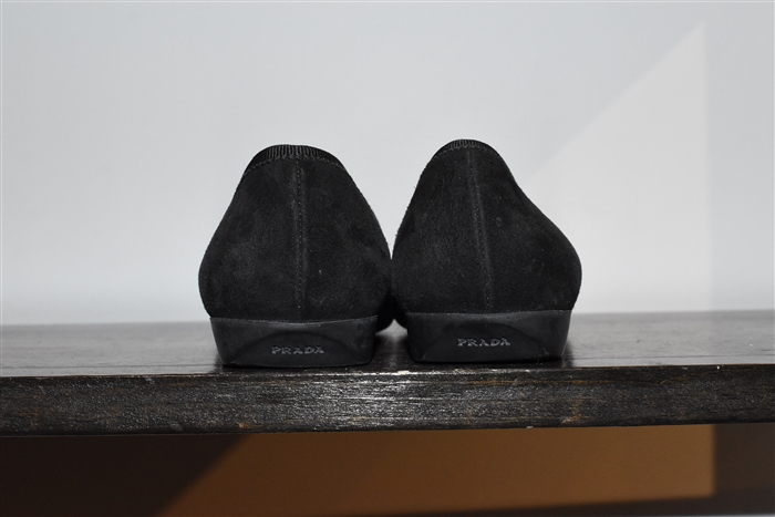 Black Suede Prada Ballet Flats, size 6.5