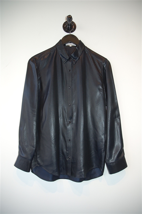 Shiny Black Sandro Button Shirt, size S