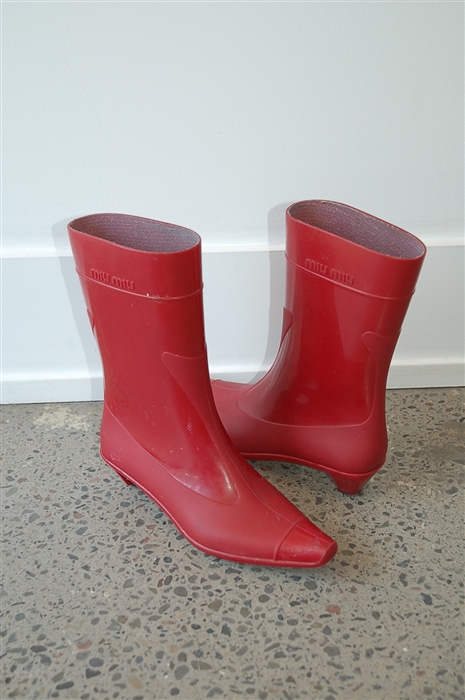 Dark Red Miu Miu Rain Boots, size 6