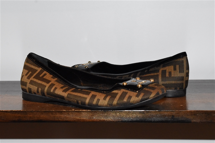 Monogram Fendi Ballet Flats, size 10