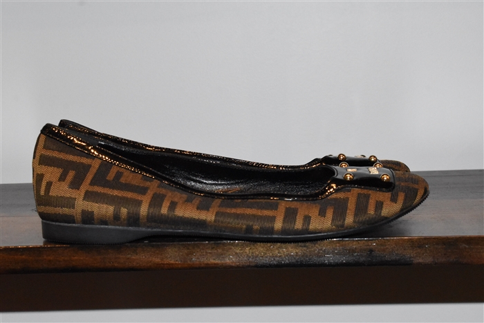 Monogram Fendi Ballet Flats, size 10