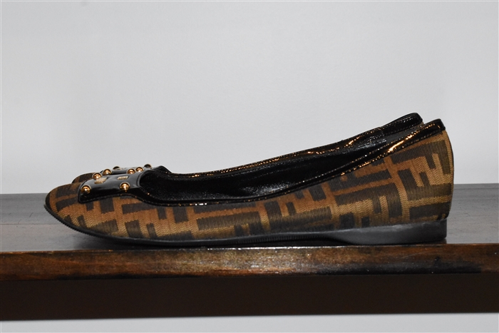 Monogram Fendi Ballet Flats, size 10