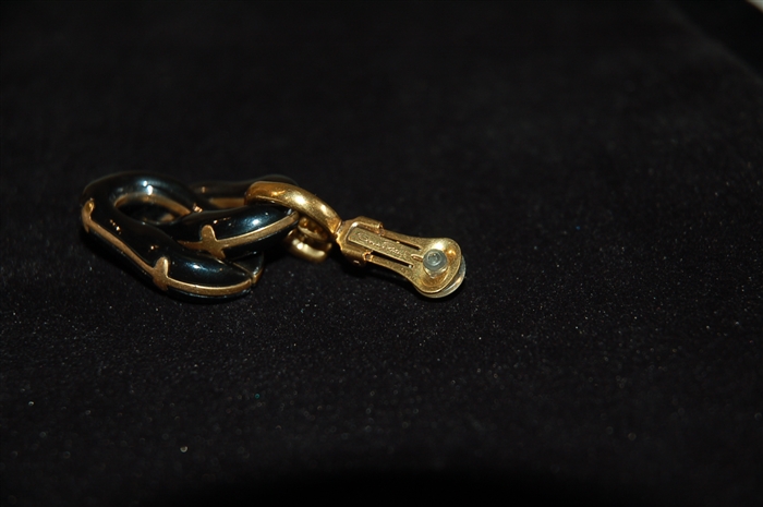 Black & Gold Oscar de la Renta Earrings, size O/S