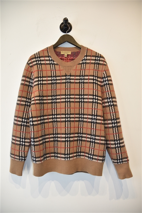 Check Burberry Cashmere Sweater, size M