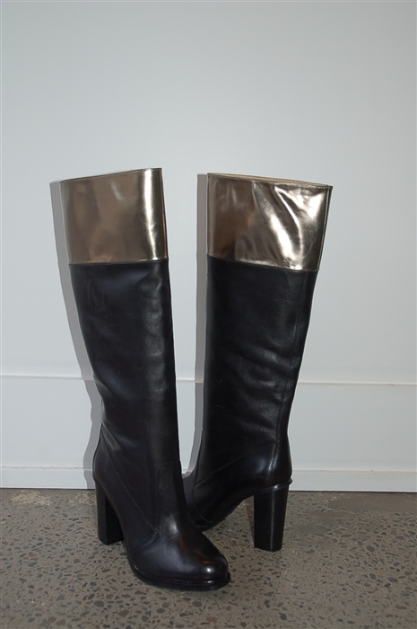 Black Leather Diane von Furstenberg Boots, size 8