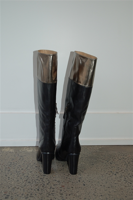 Black Leather Diane von Furstenberg Boots, size 8