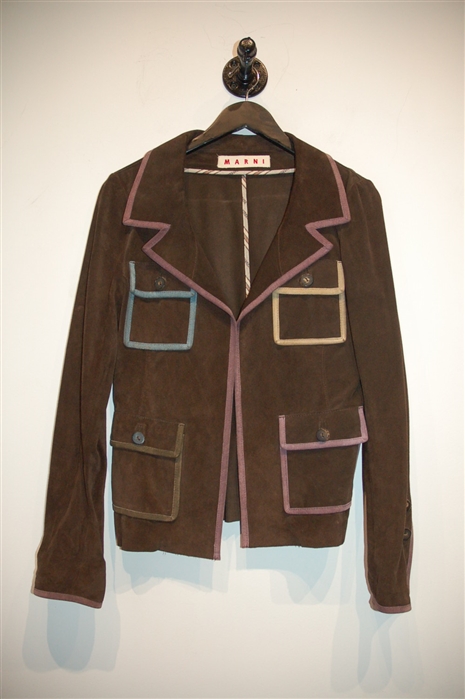 Espresso Marni Suede Jacket, size 6