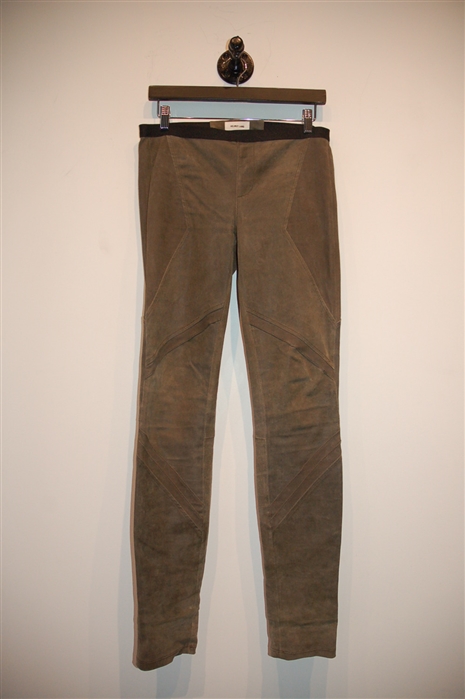 Dark Taupe Helmut Lang Leather Leggings, size 8