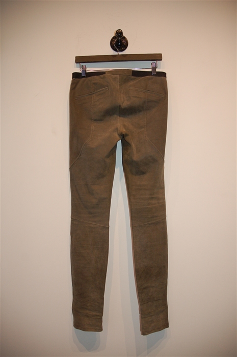 Dark Taupe Helmut Lang Leather Leggings, size 8