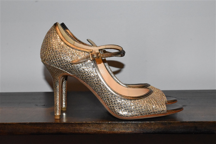 Metallic Silver Jimmy Choo Peep-Toe, size 8