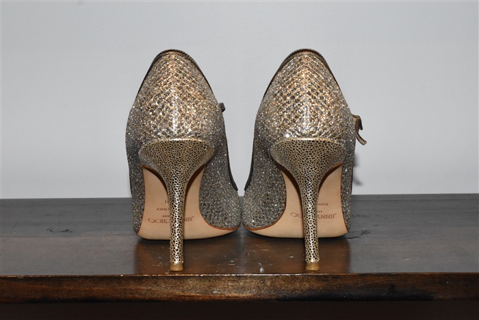Metallic Silver Jimmy Choo Peep-Toe, size 8