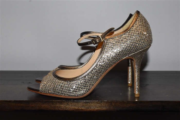 Metallic Silver Jimmy Choo Peep-Toe, size 8