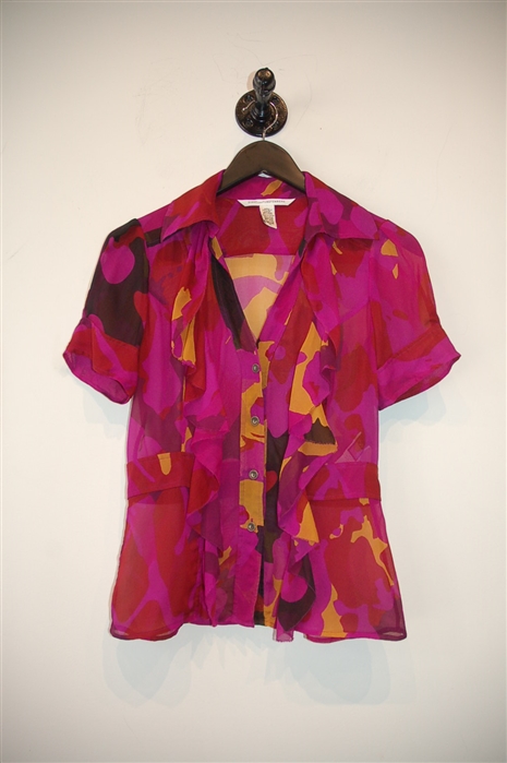 Abstract Print Diane von Furstenberg Short-Sleeved Top, size 4