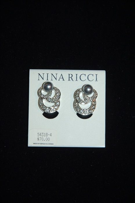 Rhodium Nina Ricci Earrings, size O/S