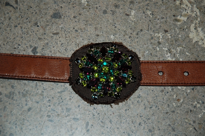 Aged Leather Prada Belt, size M