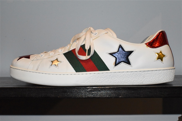 White Leather Gucci Sneaker, size 13