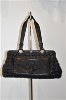 Black Leather Bottega Veneta Satchel, size S