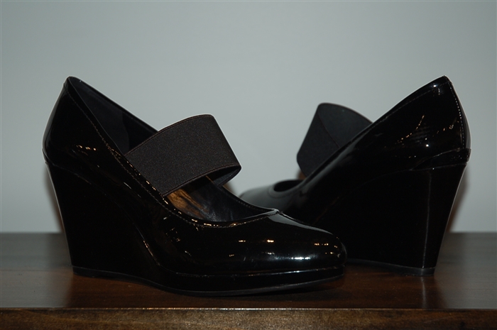 Black Patent Prada Wedge, size 7.5
