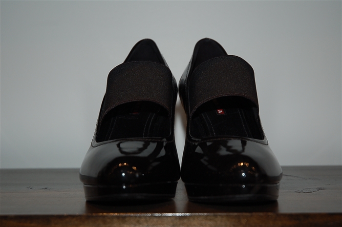Black Patent Prada Wedge, size 7.5