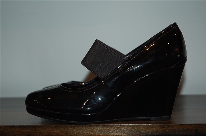 Black Patent Prada Wedge, size 7.5