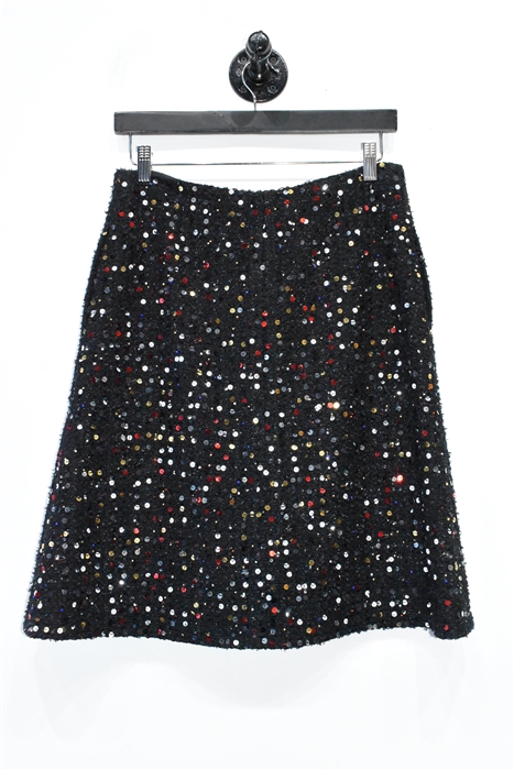 Sparkly Black Chanel Flared Skirt, size 6