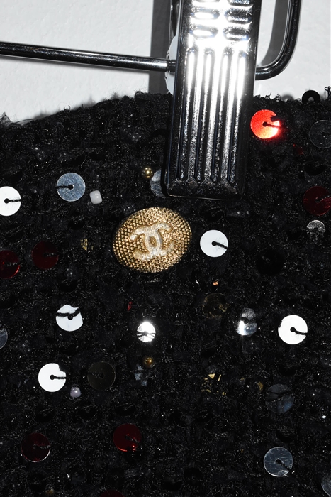 Sparkly Black Chanel Flared Skirt, size 6