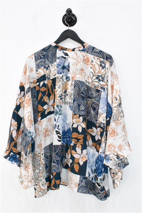 Patchwork Johnny Was Silk Shirt, size XL